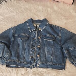 Oat Denim Cropped Jacket Small